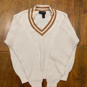 White Varsity Knit Sweater
